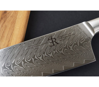 18cm Nakiri-kniv Ryda Knives ST650 Damaskus och olivträhandtag 2