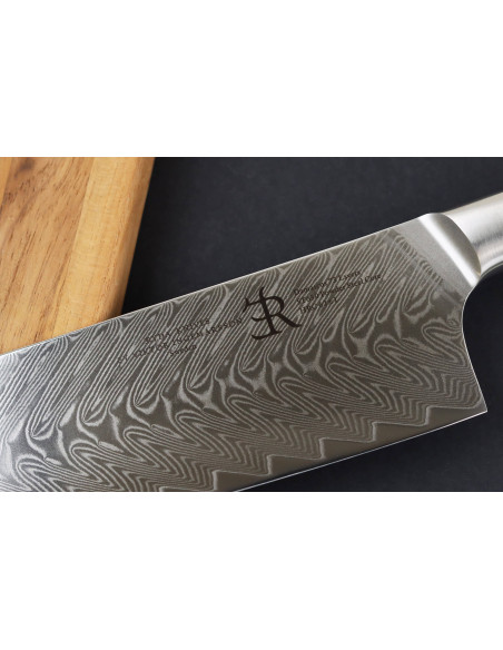 18 cm nakiri-kniv Ryda Knives ST650 Damaskus og håndtag af oliventræ