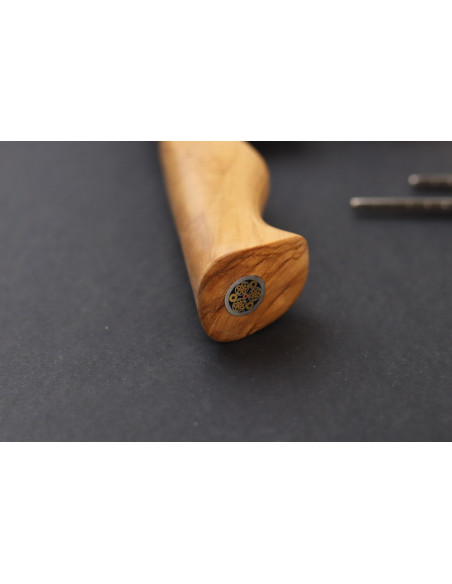 Cuchillo Nakiri 18cm Cuchillos Ryda ST650 Damasco y mango de madera de olivo
