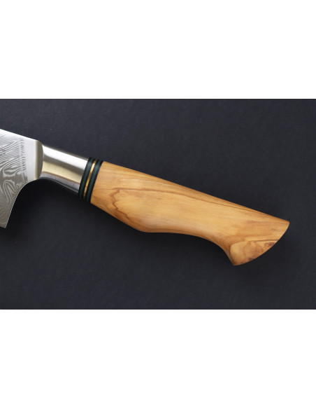 Faca Nakiri 18cm Ryda Knives ST650 Damasco e cabo em madeira de oliveira