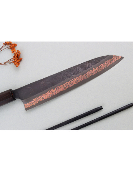 23cm Hatsukokoro Yorokobi Kurouchi Damascus japanilainen kokkiveitsi