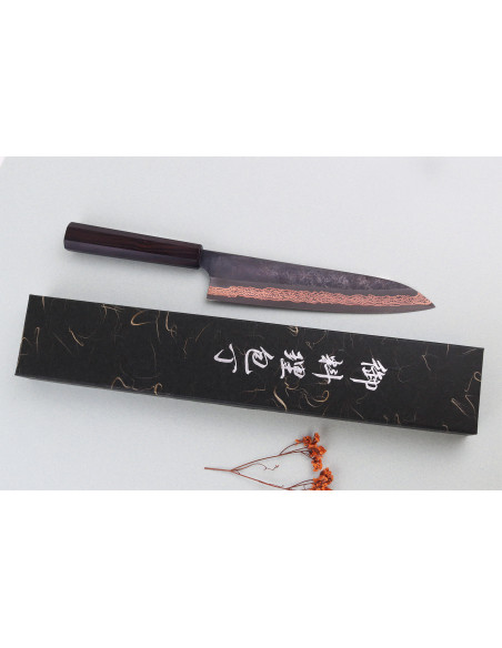Kochmesser 23cm japanisch handgefertigt Hatsukokoro Yorokobi Kurouchi Damast