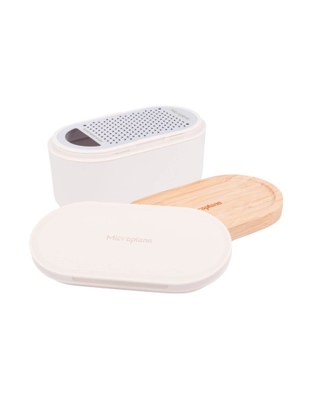 Escofina Microplane 3 en 1 blanca con estuche y tapa doble