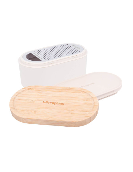 Witte 3-in-1 Microplane rasp met opbergdoos en dubbele deksel