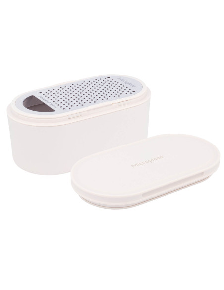 Witte 3-in-1 Microplane rasp met opbergdoos en dubbele deksel