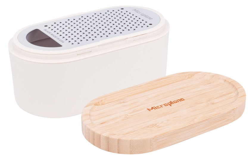 Microplane 3-in-1 Reibe weiß mit Aufbewahrungsbox und Doppeldeckel