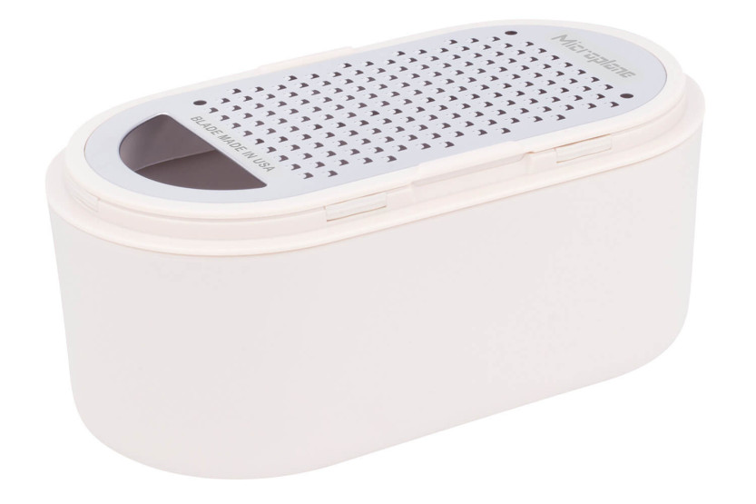 Witte 3-in-1 Microplane rasp met opbergdoos en dubbele deksel