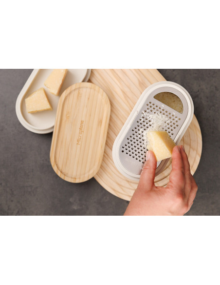Witte 3-in-1 Microplane rasp met opbergdoos en dubbele deksel