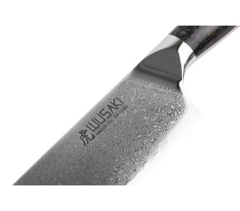 Wusaki Sakin Damascus 10Cr 20cm kokkiveitsi hiilikuitu- ja lehtikultakahvalla varustettuna 2