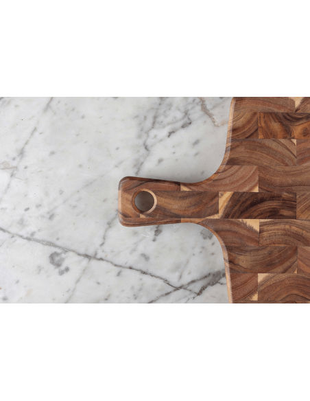 Tagliere in legno di acacia Wusaki con manico 41 x 22 x 2 cm