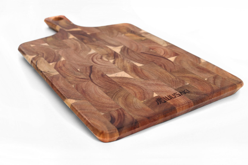 Wusaki acaciahouten snijplank met handvat 41 x 22 x 2cm