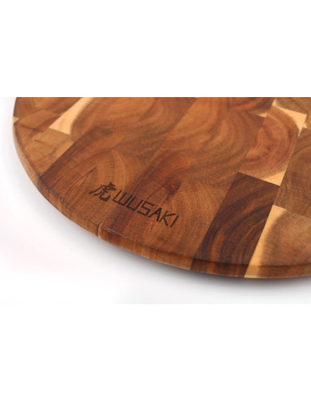 Wusaki round cutting board in acacia wood 42.5 x 32 x 1.8cm