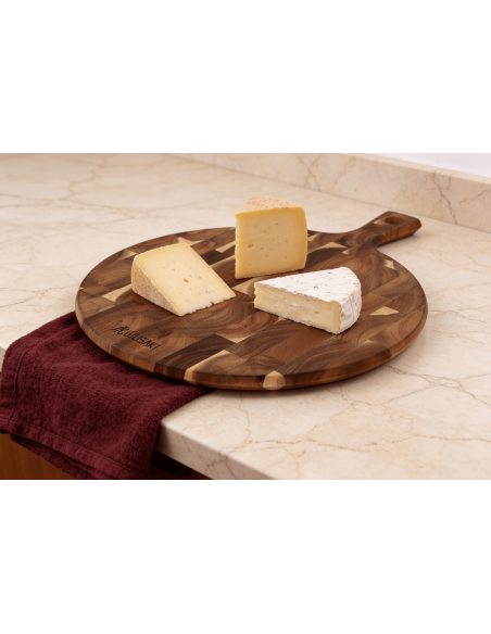 Tabla de cortar redonda Wusaki de madera de acacia 42,5 x 32 x 1,8cm