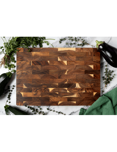 Wusaki checkered acacia wood butchers ' block 43 x 30.5 x 3.5cm