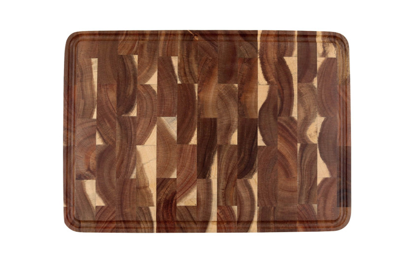 Tábua de cortar em madeira de acácia Wusaki com pés antiderrapantes 35 x 25 x 2,5cm