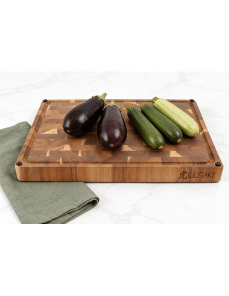 Cuchilla de carnicero Wusaki reversible de madera de acacia 48 x 35 x 3.8cm