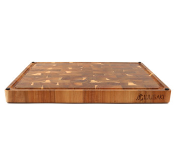 Wusaki omkeerbaar dambord acacia houten slagersblok 48 x 35 x 3.8cm 2