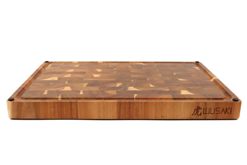 Wusaki omkeerbaar dambord acacia houten slagersblok 48 x 35 x 3.8cm