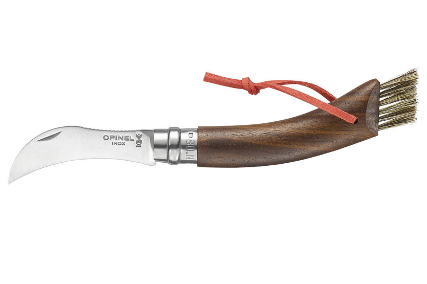 Opinel paddestoelenmes N°08 zwart walnoot + geïntegreerd penseel + pennendoosje
