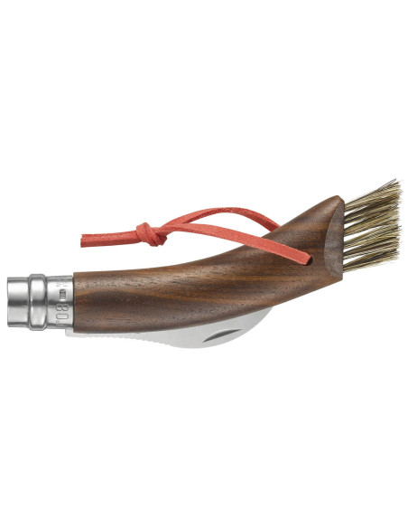 Opinel svampekniv N°08 sort valnød + integreret børste + penalhus