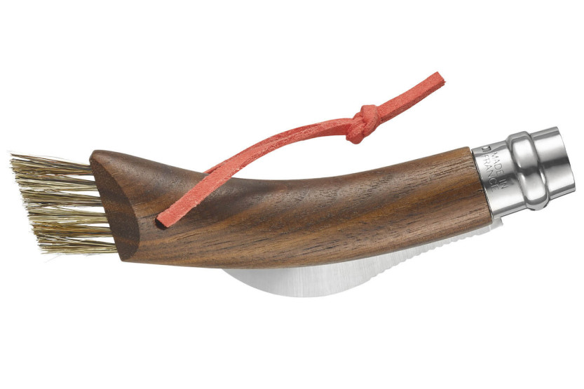 Opinel svampekniv N°08 sort valnød + integreret børste + penalhus