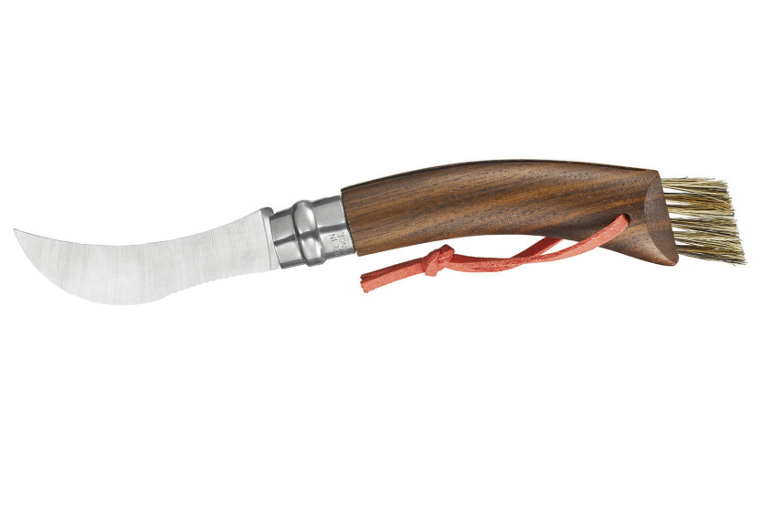 Opinel svampekniv N°08 sort valnød + integreret børste + penalhus