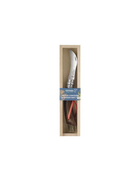 Opinel Pilzmesser N°08 Schwarznussbaum + integrierte Bürste + Federmäppchen