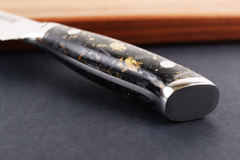 Wusaki Sakin Damascus 10Cr 13cm steakmes met koolstofvezel handvat en bladgoud