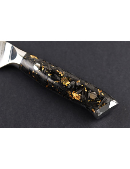 Wusaki Sakin Damascus 10Cr 13 cm steakkniv med kulfiberhåndtag og bladguld