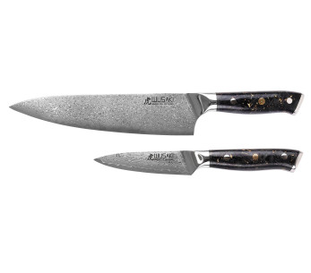 Set van 2 Wusaki Sakin Damascus 10Cr koksmessen + kantoormessen
