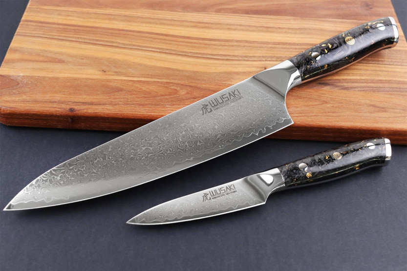 Set van 2 Wusaki Sakin Damascus 10Cr koksmessen + kantoormessen