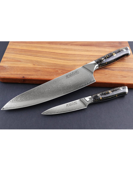 Conjunto de 2 facas Wusaki Sakin Damascus 10Cr Chef + Facas de escritório