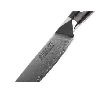 Coltello multiuso Wusaki Sakin Damascus 10Cr 15 cm con manico in fibra di carbonio e foglia d'oro 2