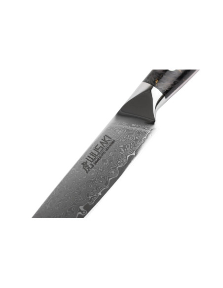 Wusaki Sakin Damascus 10Cr 15cm Koolstofvezel en bladgoud handvat Utility mes