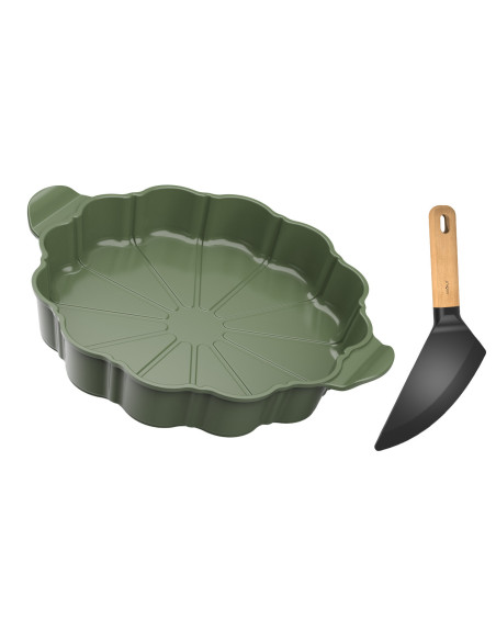 Plato de tarta Cookut Le Formidable con cortador de tarta helecho
