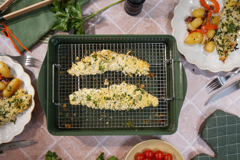 La Increíble Parrilla Doble Cookut para Plato de Horno