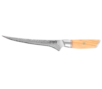 Fukito Olive Damascus Sole filetkniv 14Cr 18 cm