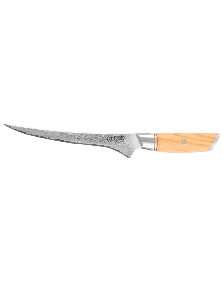 Fukito Olive Damast Sole Filetiermesser 14Cr 18cm