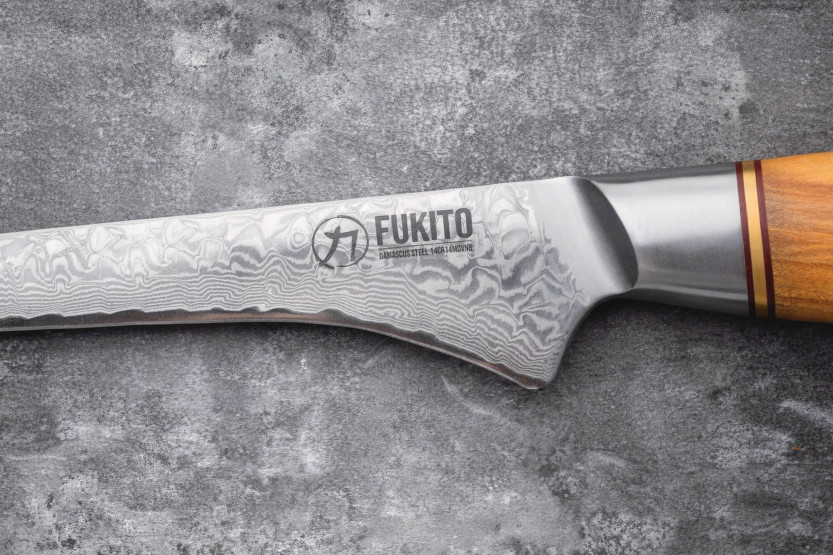 Fukito Olive Damascus Sole filetkniv 14Cr 18 cm