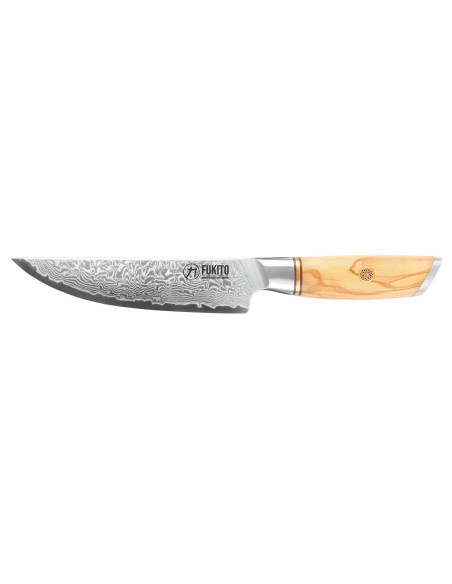 Fukito Olive Damascus 14Cr 12cm steak knife