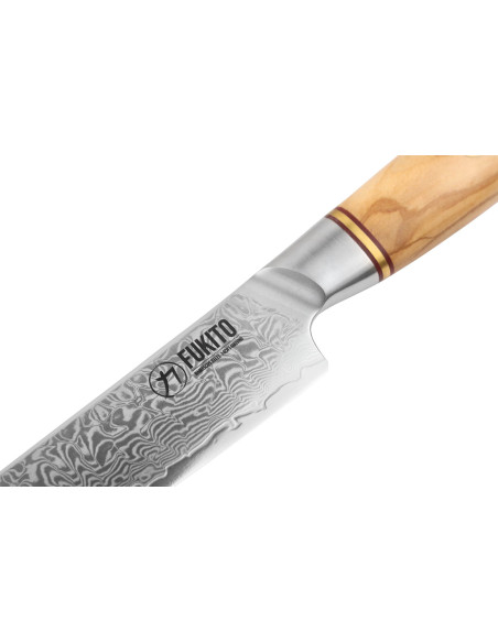 Fukito Olive Damascus 14Cr 12cm steak knife