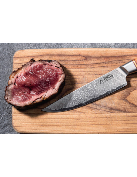 Fukito Olive Damaskus 14Cr 12cm Stekkniv