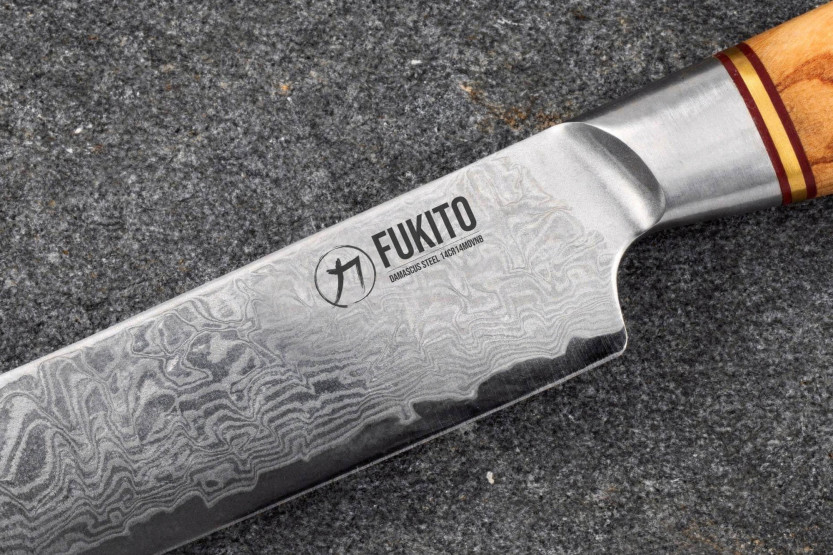 Fukito Olive Damaskus 14Cr 12cm Stekkniv