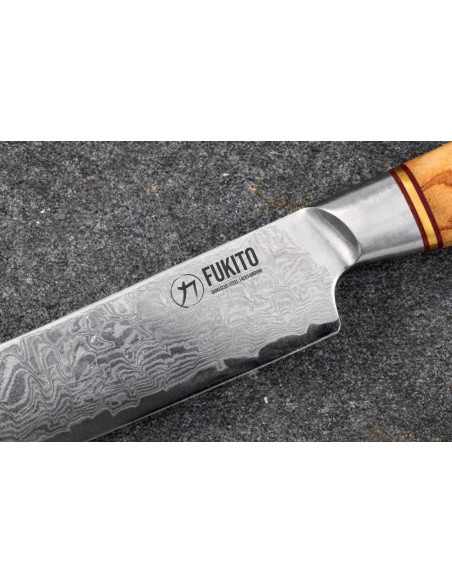 Fukito Olive Damaskus 14Cr 12cm Stekkniv