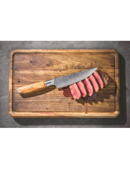Fukito Oliva Damasco 14Cr 12cm Cuchillo de carne