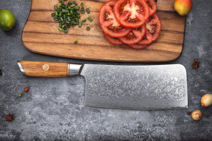 Fukito Olijf Damascus 14Cr 17cm Chinees koksmes