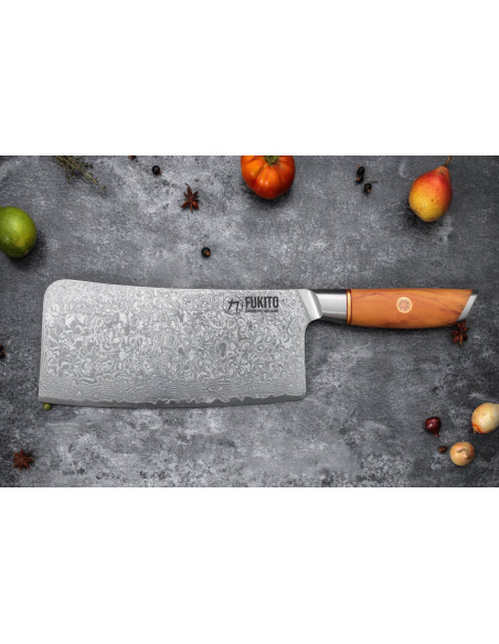 Fukito Olive Damascus 14Cr 17cm kinesisk kockkniv