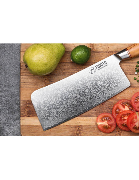 Fukito Olive Damascus 14Cr 17cm kinesisk kockkniv