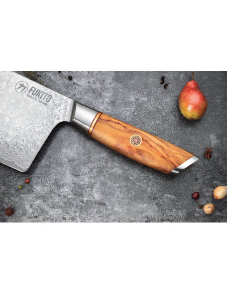 Fukito Olive Damascus 14Cr 17 cm kinesisk kokkekniv