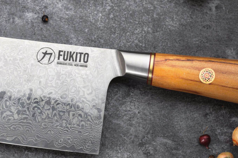 Fukito Olive Damascus 14Cr 17 cm kinesisk kokkekniv